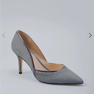 WHBM Gray Suede Women's Pumps with Metallic Trim